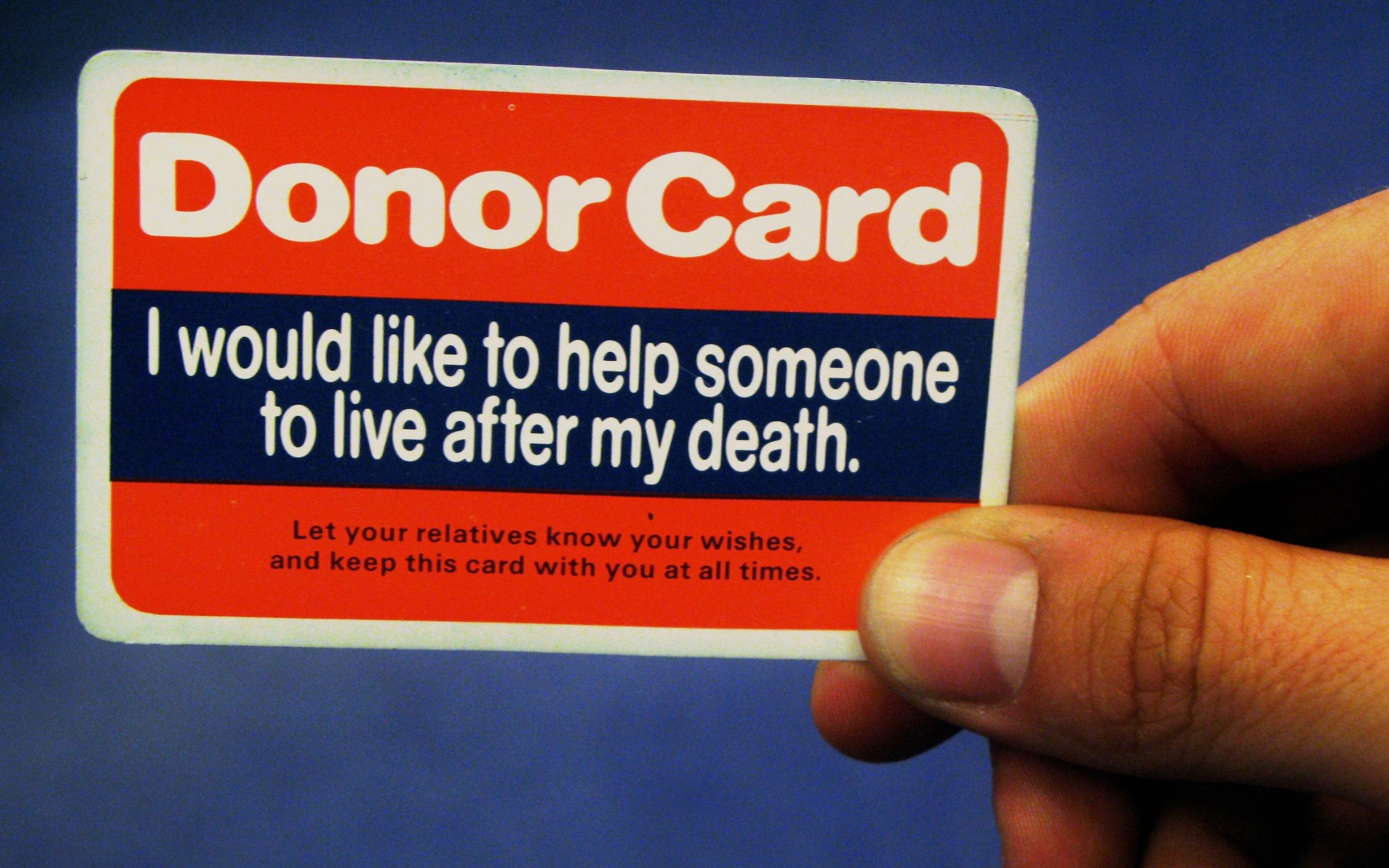 Old organ donation card